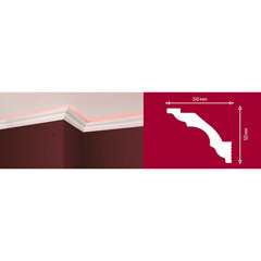 Плинтус потолочный из пенополистирола 50х50х2000 мм под натяжной потолок с возможностью светодиодной подсветки Плинтэкс I50/50SC - фото 2