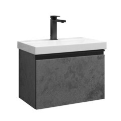 Комплект тумба с раковиной Comforty Пальмира 60 см подвесная бетон светлый (CF19696BX-60) - фото 1