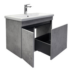 Тумба под раковину Comforty Варадеро 80 см подвесная бетон светлый (00-00021231CF) - фото 19