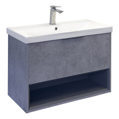 Комплект тумба с раковиной Comforty Флорида 80 см подвесная бетон светлый/антрацит (00-00021209CF) - фото 20