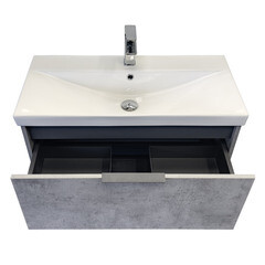 Комплект тумба с раковиной Comforty Флорида 80 см подвесная бетон светлый/антрацит (00-00021209CF) - фото 17