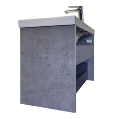 Комплект тумба с раковиной Comforty Флорида 80 см подвесная бетон светлый/антрацит (00-00021209CF) - фото 15