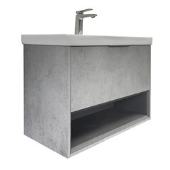 Комплект тумба с раковиной Comforty Флорида 80 см подвесная бетон светлый/антрацит (00-00021209CF) - фото 14