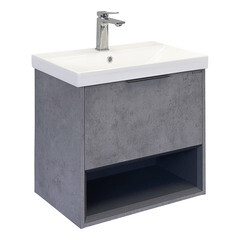 Комплект тумба с раковиной Comforty Флорида 60 см подвесная бетон светлый/антрацит (00-00021208CF) - фото 20