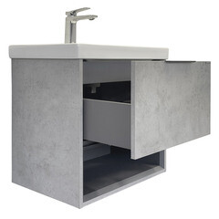 Комплект тумба с раковиной Comforty Флорида 60 см подвесная бетон светлый/антрацит (00-00021208CF) - фото 19