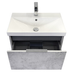 Комплект тумба с раковиной Comforty Флорида 60 см подвесная бетон светлый/антрацит (00-00021208CF) - фото 17