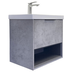 Комплект тумба с раковиной Comforty Флорида 60 см подвесная бетон светлый/антрацит (00-00021208CF) - фото 14