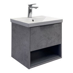 Комплект тумба с раковиной Comforty Флорида 50 см подвесная бетон светлый/антрацит (CF19696BX-50) - фото 21
