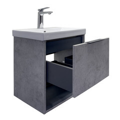 Комплект тумба с раковиной Comforty Флорида 50 см подвесная бетон светлый/антрацит (CF19696BX-50) - фото 20
