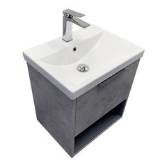 Комплект тумба с раковиной Comforty Флорида 50 см подвесная бетон светлый/антрацит (CF19696BX-50) - фото 19