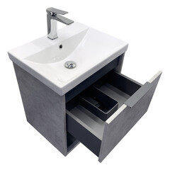 Комплект тумба с раковиной Comforty Флорида 50 см подвесная бетон светлый/антрацит (CF19696BX-50) - фото 18