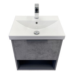 Комплект тумба с раковиной Comforty Флорида 50 см подвесная бетон светлый/антрацит (CF19696BX-50) - фото 17
