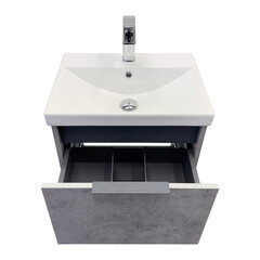 Комплект тумба с раковиной Comforty Флорида 50 см подвесная бетон светлый/антрацит (CF19696BX-50) - фото 16
