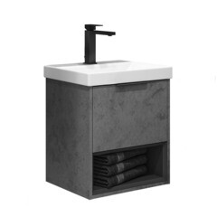 Комплект тумба с раковиной Comforty Флорида 50 см подвесная бетон светлый/антрацит (CF19696BX-50) - фото 1