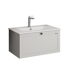 Изображение товара Комплект тумба с раковиной Comforty Моа 80 см подвесная серый шелк (00-00021212CF)