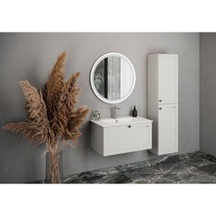 Комплект тумба с раковиной Comforty Моа 80 см подвесная серый шелк (00-00021212CF) - фото 17