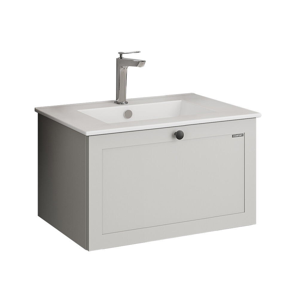 

Комплект тумба с раковиной Comforty Моа 70 см подвесная серый шелк (00-00021664CF)