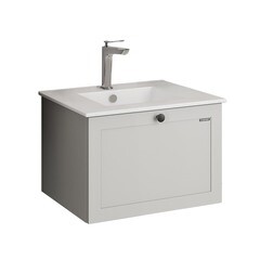 Комплект тумба с раковиной Comforty Моа 60 см подвесная серый шелк (00-00021213CF) - фото 1