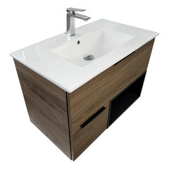 Комплект тумба с раковиной Comforty Гавана 80 см подвесная дуб темно-коричневый (00-00021225CF) - фото 17