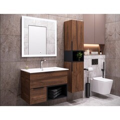 Комплект тумба с раковиной Comforty Гавана 80 см подвесная дуб темно-коричневый (00-00021225CF) - фото 12