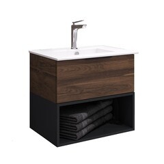 Изображение товара Комплект тумба с раковиной Comforty Гавана 60 см подвесная дуб темно-коричневый (00-00021223CF)