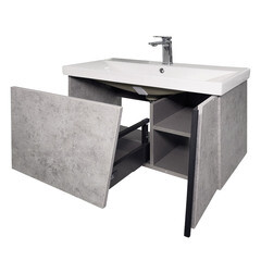 Комплект тумба с раковиной Comforty Пальмира 80 см подвесная бетон светлый (CF19696BX-80) - фото 19