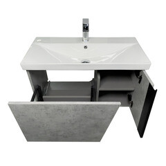 Комплект тумба с раковиной Comforty Пальмира 80 см подвесная бетон светлый (CF19696BX-80) - фото 18