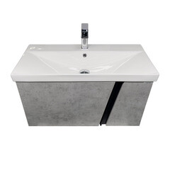 Комплект тумба с раковиной Comforty Пальмира 80 см подвесная бетон светлый (CF19696BX-80) - фото 17