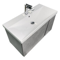 Комплект тумба с раковиной Comforty Пальмира 80 см подвесная бетон светлый (CF19696BX-80) - фото 16