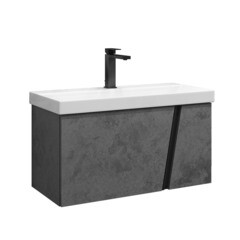 Комплект тумба с раковиной Comforty Пальмира 80 см подвесная бетон светлый (CF19696BX-80) - фото 1