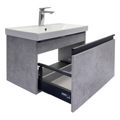 Комплект тумба с раковиной Comforty Пальмира 70 см подвесная бетон светлый (00-00021662CF) - фото 18