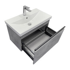 Комплект тумба с раковиной Comforty Пальмира 70 см подвесная бетон светлый (00-00021662CF) - фото 19