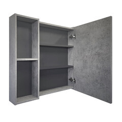 Зеркальный шкаф Comforty Флорида 80х80х15 см подвесной бетон светлый/антрацит - фото 12