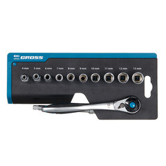 Набор торцевых головок с трещоткой Gross 1/4" (14141) (12 шт.) - фото 4