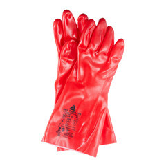 Изображение товара Перчатки х/б кислотоустойчивые с ПВХ покрытием водонепроницаемые Delta Plus PVC7335 красные 10 (XL) (PVC733510)