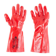 Перчатки х/б кислотоустойчивые с ПВХ покрытием водонепроницаемые Delta Plus PVC7335 красные 10 (XL) (PVC733510) - фото 3