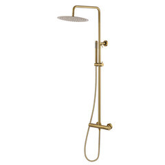 Душевая система Swedbe Select с верхним душем с лейкой с термостатом золото (2791GO)