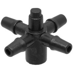 Соединитель для капельной трубки 3 мм крестовой 1/8 MasterProf пластиковый на 4 выхода (5 шт.) (ДС.070734) - фото 1