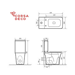 Унитаз-компакт Corsa Deco TX100 безободковый с универсальным выпуском с сиденьем дюропласт микролифт белый (TPTX620QR) - фото 9