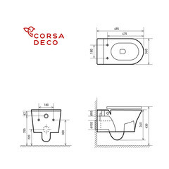 Унитаз подвесной Corsa Deco FX Rimless безободковый с сиденьем дюропласт микролифт (WHFX490SR) - фото 10