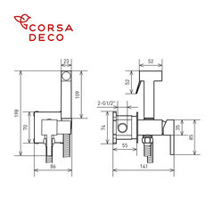 Смеситель с гигиеническим душем встраиваемый Corsa Deco со скрытой частью в комплекте черный (HF002B) - фото 9