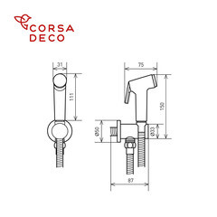 Душ гигиенический Corsa Deco со шлангом 1200 мм с подключением и держателем хром (HSET001) - фото 8