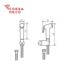 Душ гигиенический Corsa Deco со шлангом 1200 мм с держателем черный (HSET002B) - фото 6