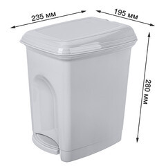 Контейнер для мусора БытПласт с крышкой 7 л пластик серый с педалью - фото 2