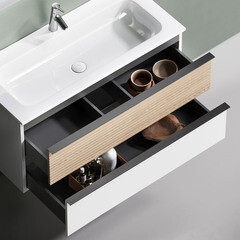 Тумба под раковину Sancos Delta 80 см подвесная дуб светлый/белая (DL80W) - фото 4