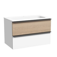 Тумба под раковину Sancos Delta 80 см подвесная дуб светлый/белая (DL80W) - фото 1