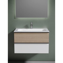 Тумба под раковину Sancos Delta 80 см подвесная дуб светлый/белая (DL80W) - фото 3