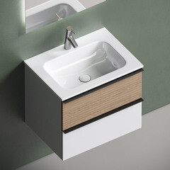 Тумба под раковину Sancos Delta 60 см подвесная дуб светлый/белая (DL60W) - фото 4