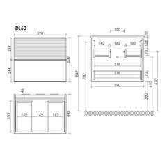 Тумба под раковину Sancos Delta 60 см подвесная дуб светлый/белая (DL60W) - фото 2