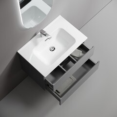 Тумба под раковину Sancos Folk 70 см подвесная grey soft (FL70GS) - фото 4